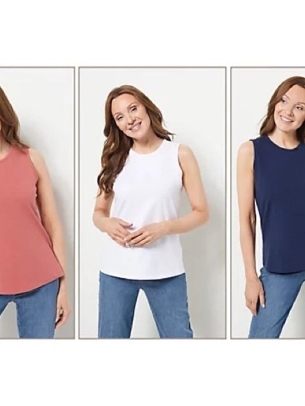 Denim & Co. Round Neck 3 Pack Cotton Tank Tops